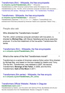 Other Transformers SERP